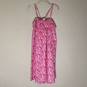 Lands’ End Woven Tank Dress Shell Print Size 14